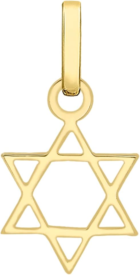 CARISSIMA Pendentif étoile de David en or jaune 9 carats pour femme – Chaîne non incluse