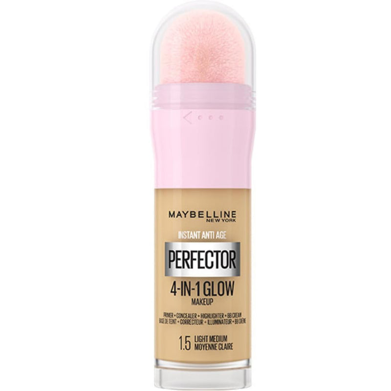 Maybelline New York Instant Perfector 4-in-1 Glow Perfectioning Foundation, Minimizes, Corrects, Evens and Brightens, Glow Finish Without Blemishes, 20 ml, Shade 01 Light