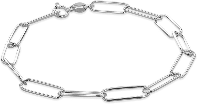 Tuscany Silver Bracelet chaîne en papier pour femme en argent sterling 5 mm 19 cm/7,5