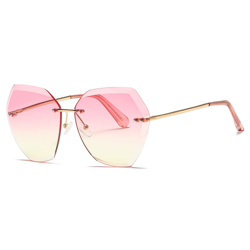 kimorn Women's Sunglasses Diamond Cut Lenses Classic Non-Rimmed AE0534