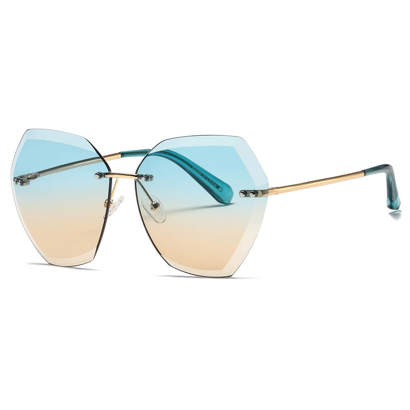 kimorn Women's Sunglasses Diamond Cut Lenses Classic Non-Rimmed AE0534