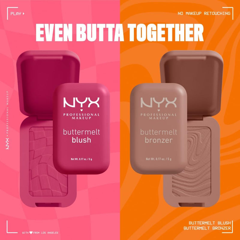 NYX PROFESSIONAL MAKEUP - Blush en Poudre, enrichi en beurre de mangue, beurre d'amande & beure de karité - Texture Fondante - Formule Vegan - Buttermelt Blush, Teinte : U Know Butta