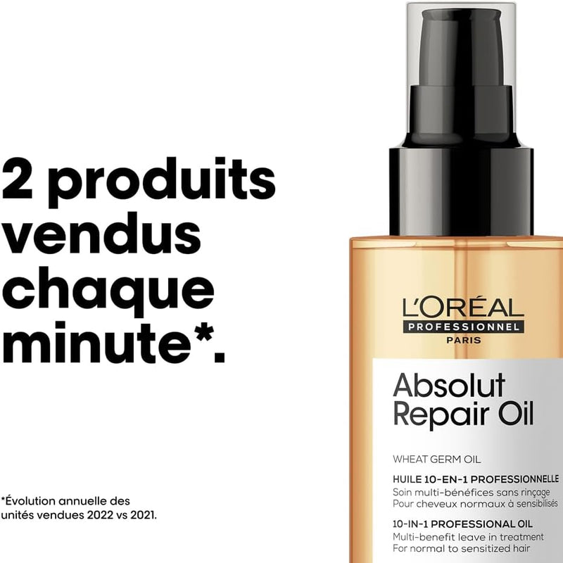L'Oréal Professionnel, Routine Pour Cheveux Secs & Abîmés, Répare & Restructure Instantanément, Protège & Nourrit la Fibre, Absolut Repair, Série Expert