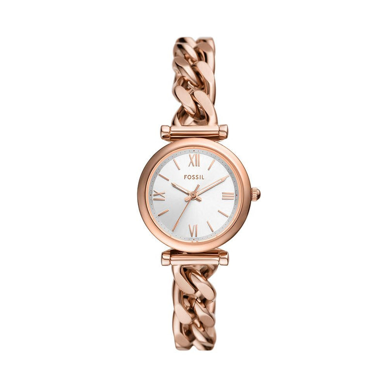 FOSSIL Montre Carlie pour Femme, Mouvement à Quartz Trois Aiguilles, Ton Or Rose, Bracelet en Acier Inoxydable