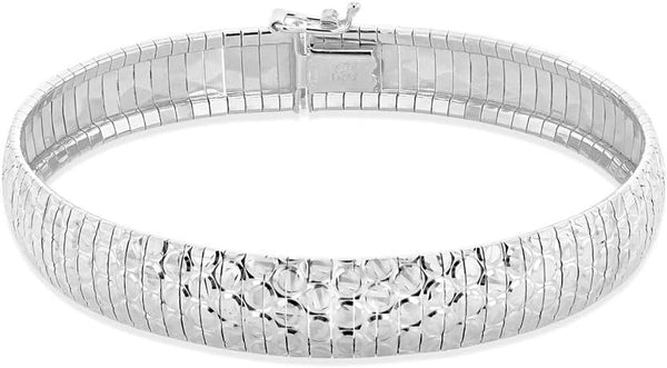 Tuscany Silver - Bracelet Cléopâtre en argent massif pour femme Diamant cut de 10 mm en forme de cercle 19cm/7.5