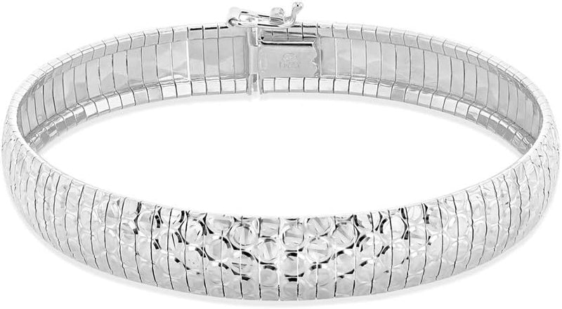 Tuscany Silver - Bracelet Cléopâtre en argent massif pour femme Diamant cut de 10 mm en forme de cercle 19cm/7.5