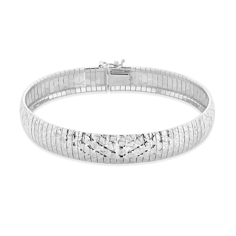 Tuscany Silver - Bracelet Cléopâtre en argent massif pour femme Diamant cut de 10 mm en forme de cercle 19cm/7.5