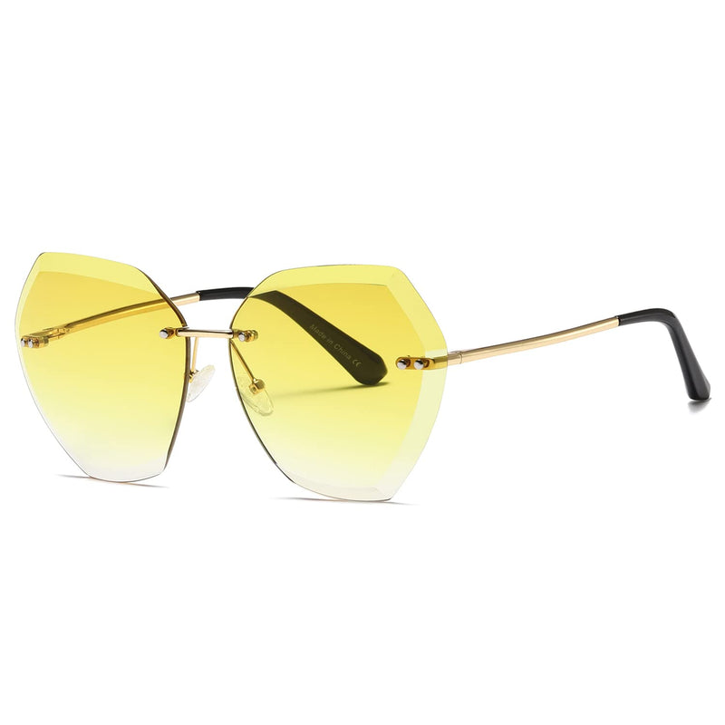 kimorn Women's Sunglasses Diamond Cut Lenses Classic Non-Rimmed AE0534
