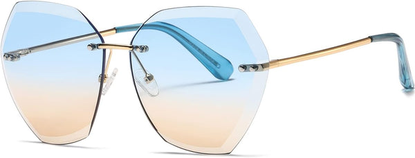 kimorn Women's Sunglasses Diamond Cut Lenses Classic Non-Rimmed AE0534
