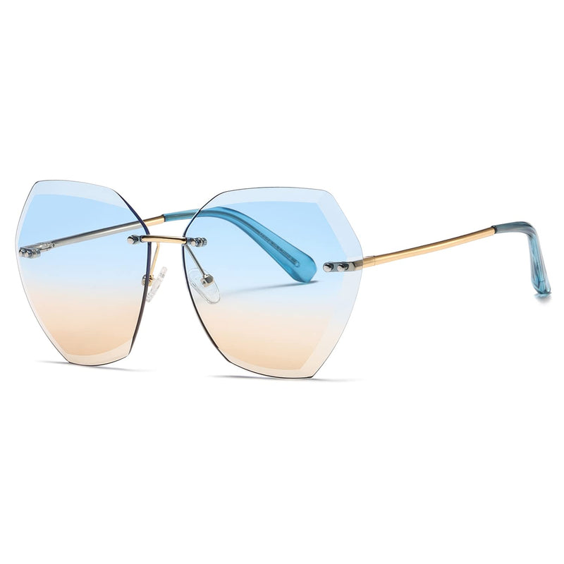 kimorn Women's Sunglasses Diamond Cut Lenses Classic Non-Rimmed AE0534