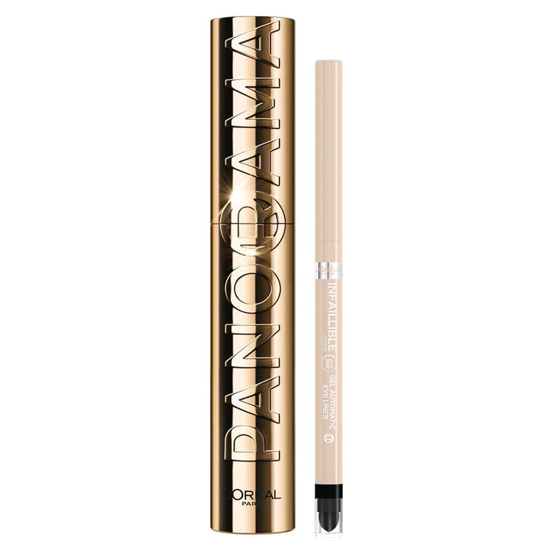 L'Oréal Paris Volumizing Mascara, Fan Lashes, Wider Look, Suitable for Sensitive Eyes, Enriched with 5% Stretchflex Complex, Lump-Free, Panorama by Volume Million Lashes, Black