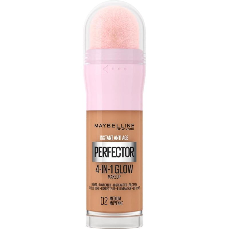 Maybelline New York Instant Perfector 4-in-1 Glow Perfectioning Foundation, Minimizes, Corrects, Evens and Brightens, Glow Finish Without Blemishes, 20 ml, Shade 01 Light