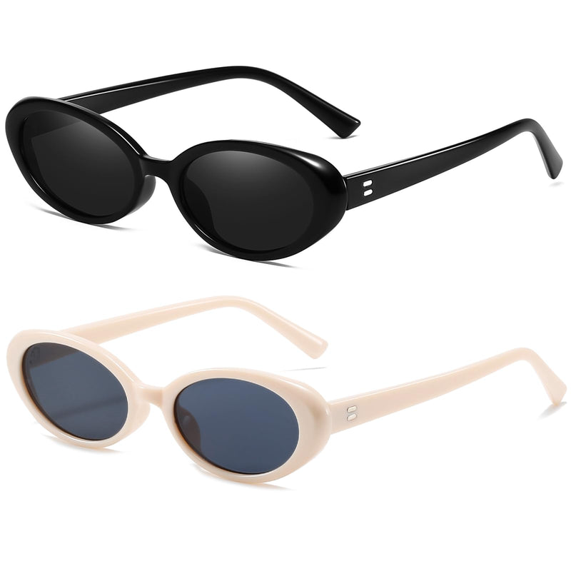 Breaksun Lunettes de soleil ovales rétro pour homme et femme - Petites lunettes de soleil ovales tendance des années 90 - Nuances