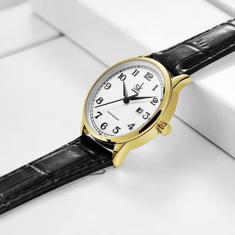 SHENGKE SK Classic Business Women's Watches with Stainless Steel Strap and Elegant Genuine Leather Watch for Ladies
