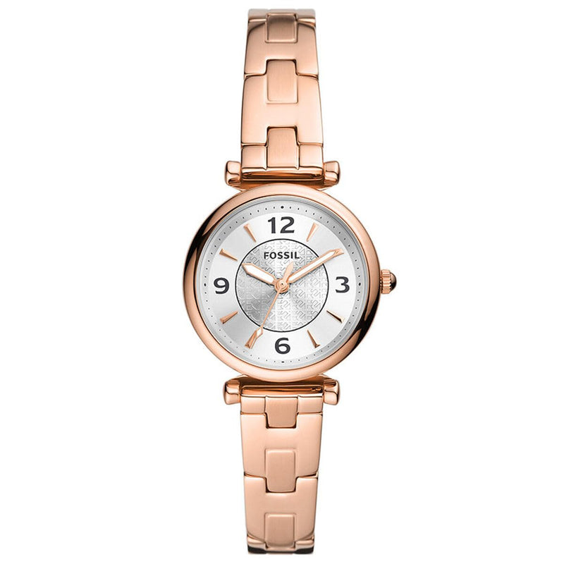 FOSSIL Montre Carlie pour Femme, Mouvement à Quartz Trois Aiguilles, Ton Or Rose, Bracelet en Acier Inoxydable