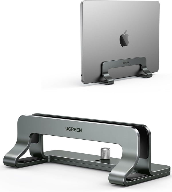 UGREEN Support Ordinateur Vertical en Aluminium Laptop Stand Vertical Porte PC Portable Bureau Réglable Compatible avec MacBook Pro Air MateBook Chromebook Surface Dell HP iPad Pro Air (Gris)