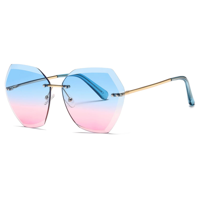 kimorn Women's Sunglasses Diamond Cut Lenses Classic Non-Rimmed AE0534
