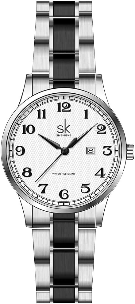 SHENGKE SK Classic Business Women Montres avec Bracelet en Acier Inoxydable et Montre élégante en Cuir véritable pour Dames