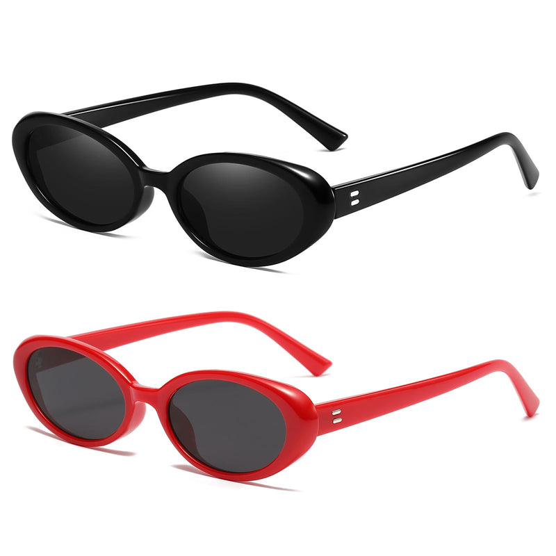Breaksun Lunettes de soleil ovales rétro pour homme et femme - Petites lunettes de soleil ovales tendance des années 90 - Nuances