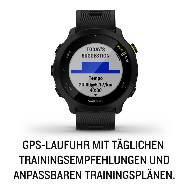 Garmin Forerunner 55 - Multi-Activity Running GPS Watch with Garmin Coach Training and Wrist Cardio - Black, TU EU
