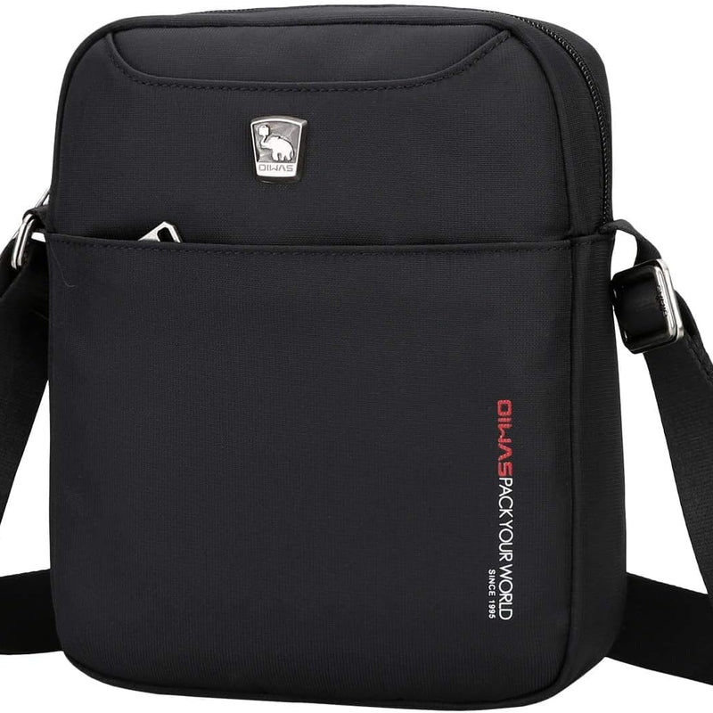 OIWAS Men's Shoulder Bag Small Satchel Pouch Mini Satchel for Leisure Holidays Excursion Walking Hiking, Black, Crossbody