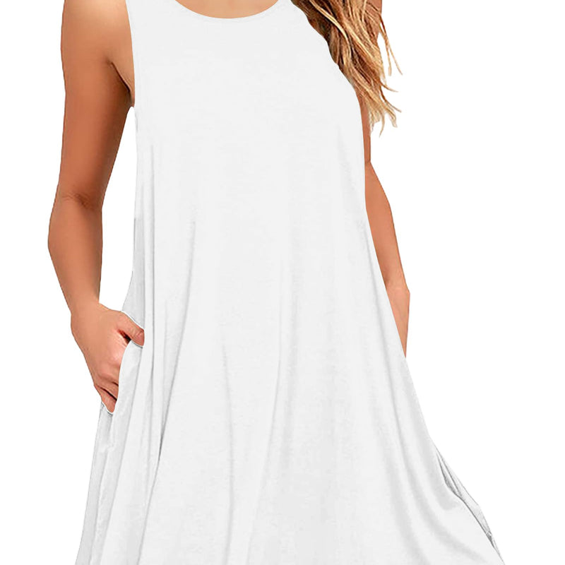 AUSELILY Robes d'été pour Femme Robe plissée sans Manches Décontractée pour Femme avec Poche