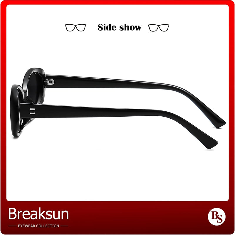 Breaksun Lunettes de soleil ovales rétro pour homme et femme - Petites lunettes de soleil ovales tendance des années 90 - Nuances