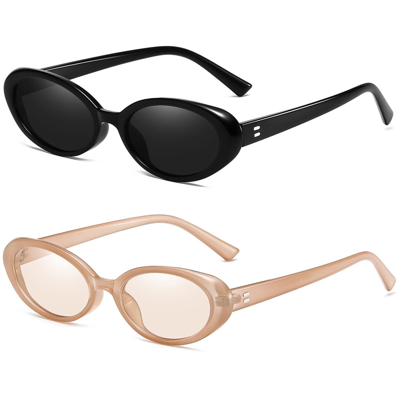 Breaksun Lunettes de soleil ovales rétro pour homme et femme - Petites lunettes de soleil ovales tendance des années 90 - Nuances