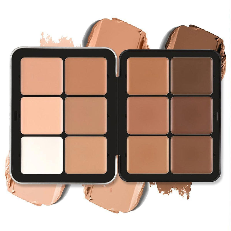 12 Colors Concealer & Blush Palette, Long Lasting Smudge-Resistant Blendable 2 in 1 Matte Finish Cream Blush Palette Face Makeup Palette (#01)