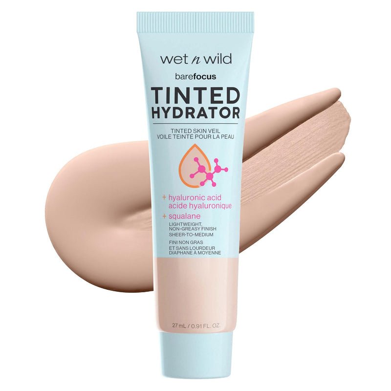 Wet n Wild, Bare Focus Tinted Hydrator, Coloured Moisturizing Face Cream with Hyaluronic Acid and Vegan Squalan, Light Texture, Medium Coverage and Bright Matte Finish, Light Medium