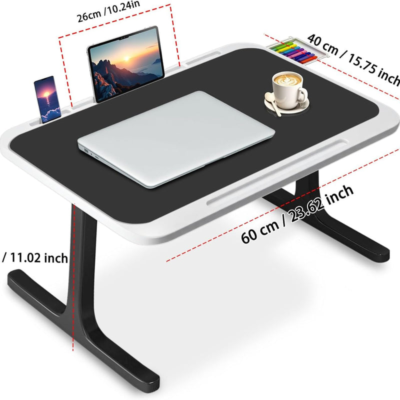 Table Lit pour Ordinateur Portable – Plateau pour Lit Et Canapé, Idéale pour Lire, Écrire, Manger, Travailler À La Maison Ou Au Burea (Black)