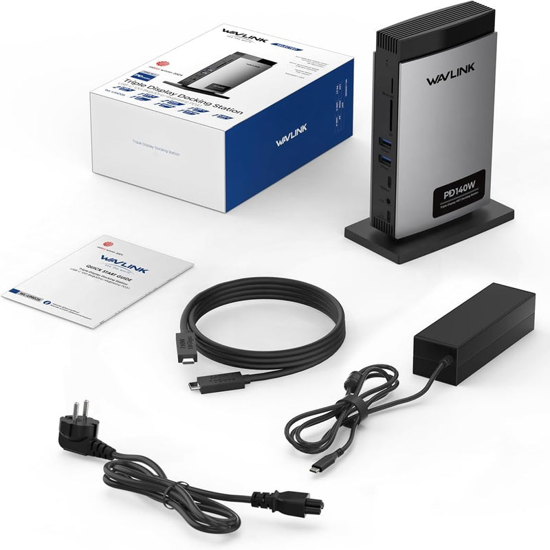 WAVLINK Station d'accueil pour Ordinateur Portable Triple Affichage (Single 8K/Dual 4K), Dock USB C 125W PD3.1 Pass-Through, 2*HDMI, DP, Ethernet, SD/TF, pour Windows, Macbook M1/M2/M3/M4