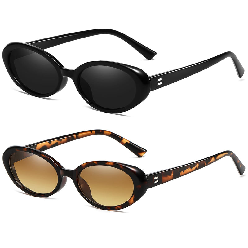 Breaksun Lunettes de soleil ovales rétro pour homme et femme - Petites lunettes de soleil ovales tendance des années 90 - Nuances