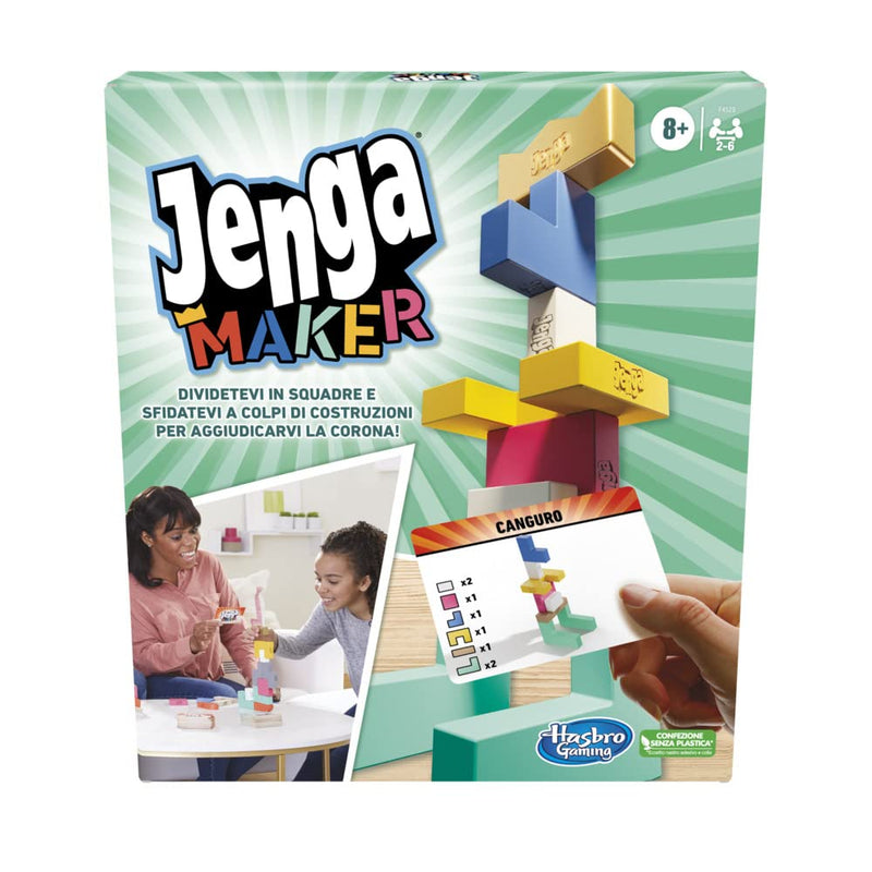Hasbro Gaming Jenga, Jeu de société en Bois, Jeu de Voyage pour Enfant et familles, Version française, Jeux d'été, Idées Cadeaux d'anniversaire, À partir de 6 Ans