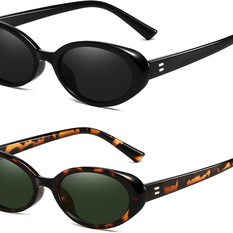 Breaksun Lunettes de soleil ovales rétro pour homme et femme - Petites lunettes de soleil ovales tendance des années 90 - Nuances