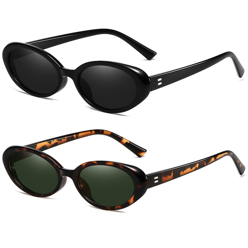 Breaksun Lunettes de soleil ovales rétro pour homme et femme - Petites lunettes de soleil ovales tendance des années 90 - Nuances