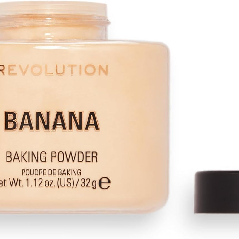 Makeup Revolution Loose Baking Powder, Makeup Wear Extender, Makeup Setting Powder, Banana, for Medium Tones Skin, 32g