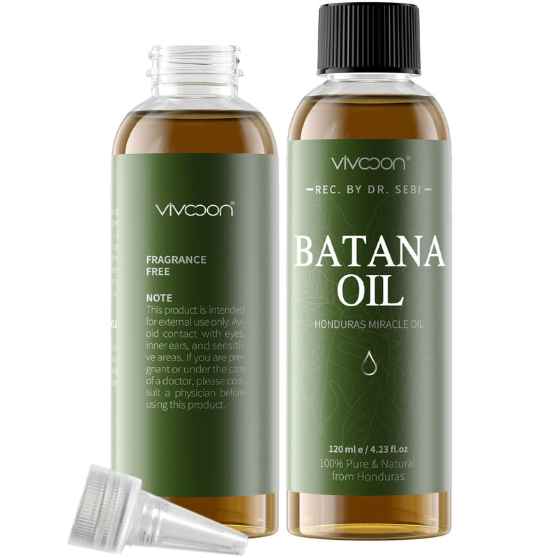 Batana Oil for Hair Growth,100% Pure & Natural Raw Batana Oil, Dr. Sebi Organic from Honduras,Care for Hair Thickness,Scalp&Skin,4.23 fl oz,1 Bottle with 2 Caps