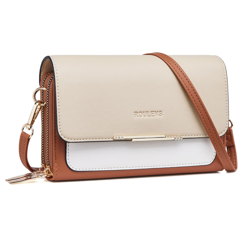 Roulens Sac Téléphone Portable Femme - Petit Sac Bandoulière Femme - Sac à Bandoulière Femme en Cuir PU - Sac À Bandoulière Petit avec Réglables Bandoulière