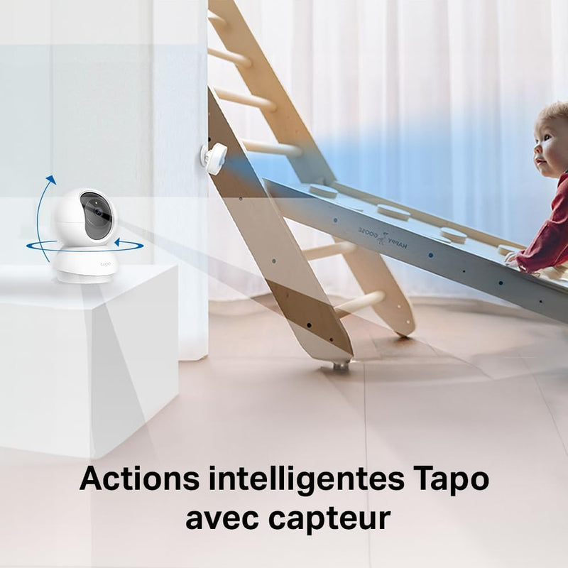 Tapo 2K(3MP) Caméra Surveillance WiFi intérieure 360° C210, Vision nocturne, Notifications en temps réel, Détection de personne, Suivi de mouvement, Télécommande, Compatible avec Alexa