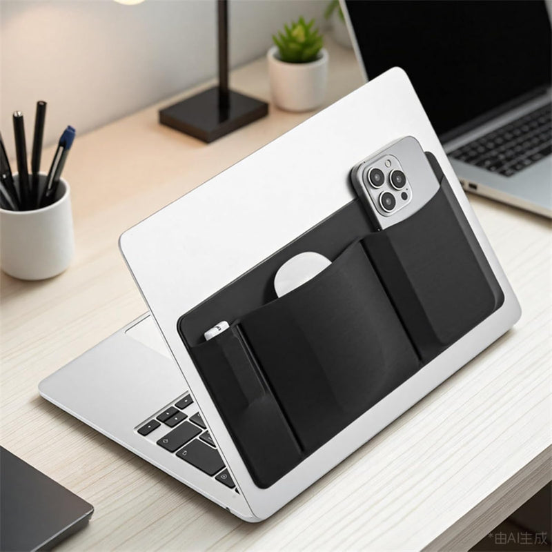 Laptop Accessories, Hard Drive Holder, 10.71x5.12x0.39 inches, Storage Sleeve, 3 Pocket Sticky for Laptop, Cables, USB Drives, Portable, Commuting, Business, Meetings, Library, Home, Office
