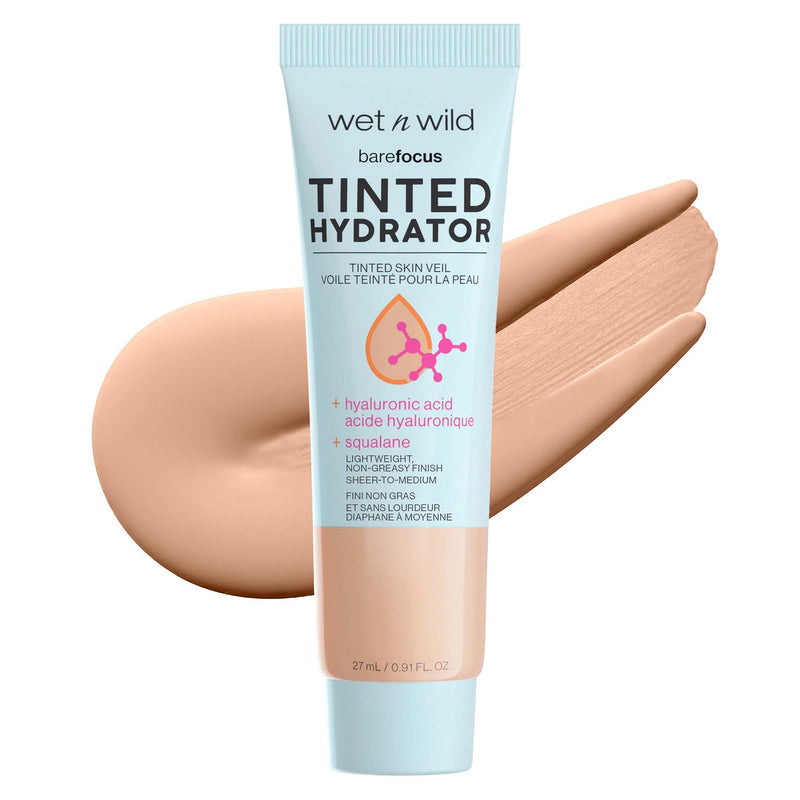 Wet n Wild, Bare Focus Tinted Hydrator, Coloured Moisturizing Face Cream with Hyaluronic Acid and Vegan Squalan, Light Texture, Medium Coverage and Bright Matte Finish, Light Medium