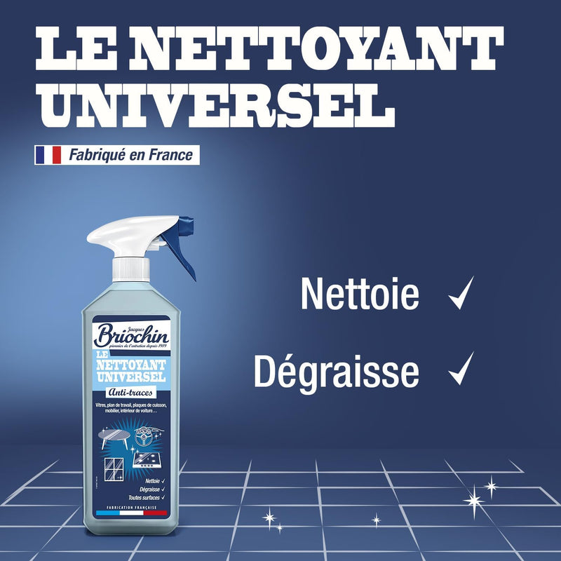 Jacques Briochin Universal Anti-Fingerprint Cleaner – Cleans, Degreases – All Surfaces Even Fragile – No Rinse – Made in France – 750 ml