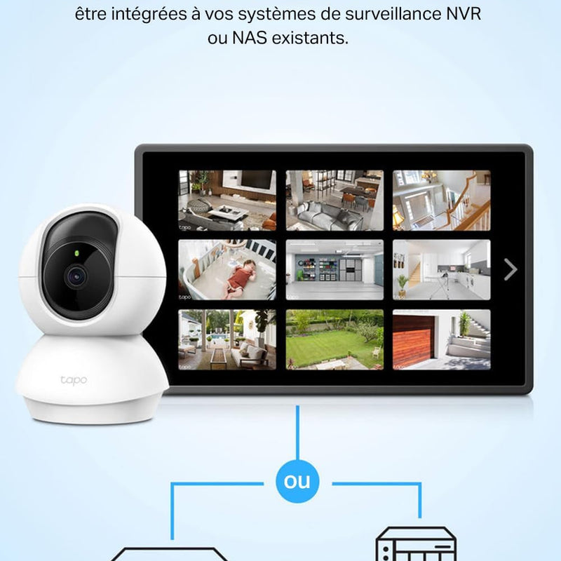 Tapo 2K(3MP) Caméra Surveillance WiFi intérieure 360° C210, Vision nocturne, Notifications en temps réel, Détection de personne, Suivi de mouvement, Télécommande, Compatible avec Alexa