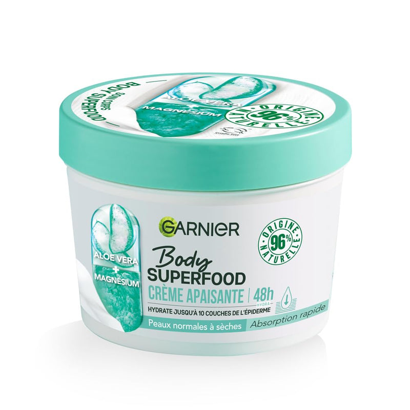 Garnier - Body Superfood - Repair Body Cream - 48H Hydration - Vegan & 97% Natural Formula - Cocoa Butter & Ceramide - For Dry Skin - 380ml