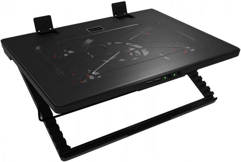 Mars Gaming MNBC2 - Base de Jeu de Refroidissement pour Ordinateurs Portables jusqu'à 17.35 '(5 Ventilateurs ultrasilents, éclairage LED Rouge, 2 x USB2.0), Noir et Rouge