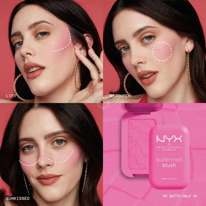 NYX PROFESSIONAL MAKEUP - Blush en Poudre, enrichi en beurre de mangue, beurre d'amande & beure de karité - Texture Fondante - Formule Vegan - Buttermelt Blush, Teinte : U Know Butta