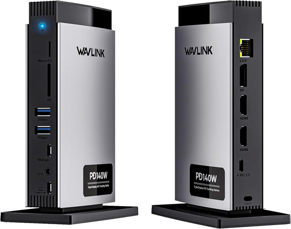 WAVLINK Station d'accueil pour Ordinateur Portable Triple Affichage (Single 8K/Dual 4K), Dock USB C 125W PD3.1 Pass-Through, 2*HDMI, DP, Ethernet, SD/TF, pour Windows, Macbook M1/M2/M3/M4