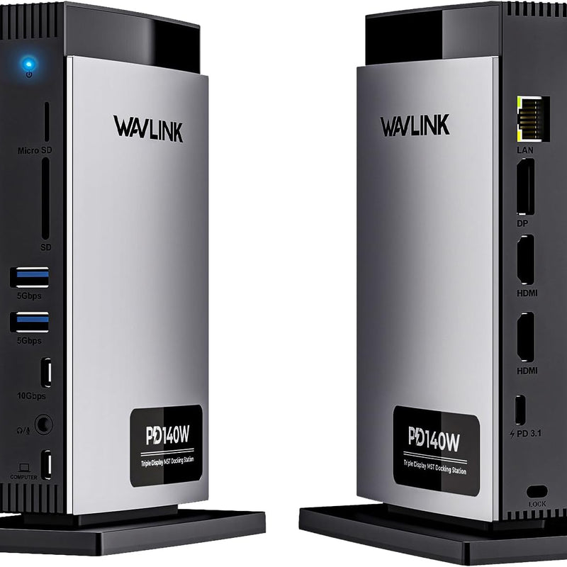 WAVLINK Station d'accueil pour Ordinateur Portable Triple Affichage (Single 8K/Dual 4K), Dock USB C 125W PD3.1 Pass-Through, 2*HDMI, DP, Ethernet, SD/TF, pour Windows, Macbook M1/M2/M3/M4