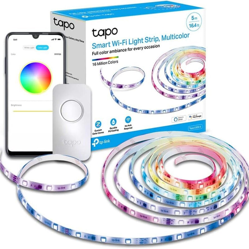 Tapo Ruban LED Connecté WiFi RGB 5m, Bande LED Chambre Multicolore, Haute luminosité et Durable, Contrôle via WiFi App, Commande vocale, Compatible avec Alexa et Google Home, Tapo L900-5
